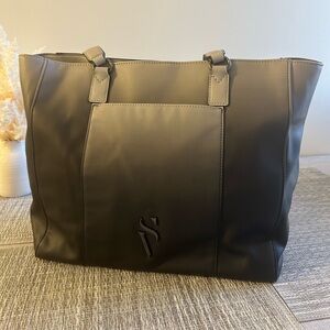Vera Wang Large Black Tote Bag Leather Shoulder Work Laptop